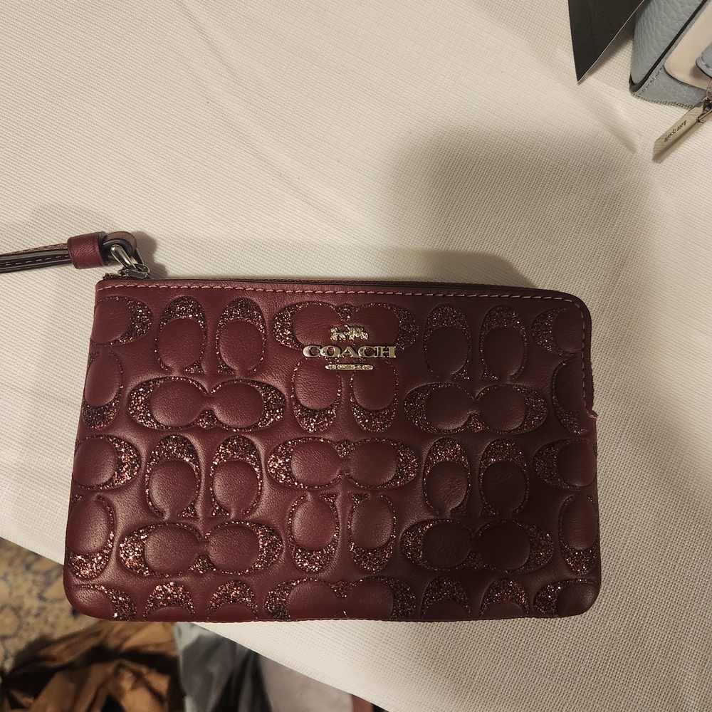Coach Brown Clutch with Signature Monogram